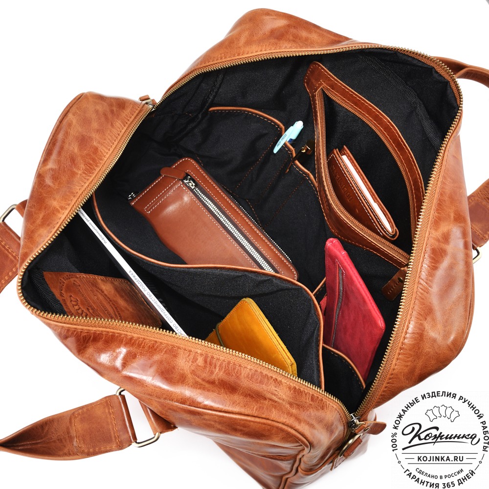 Кожаная деловая сумка "Окленд нью" (рыжий антик)